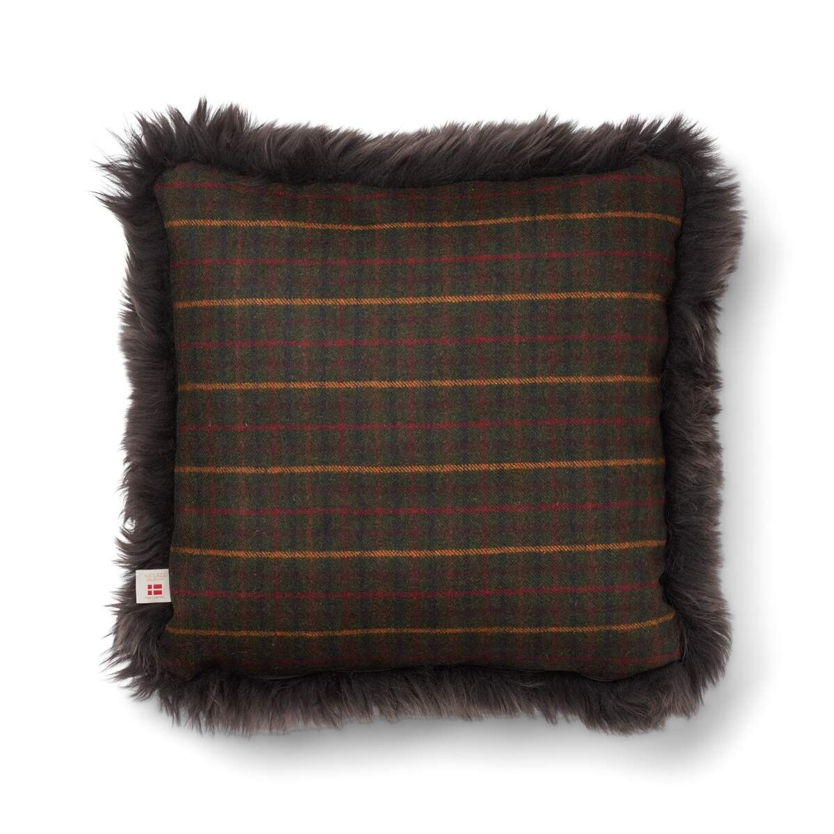 Two-sided Cushion | Long Wool | 52x52 cm Kilberry Fir-Dark Green/Walnut