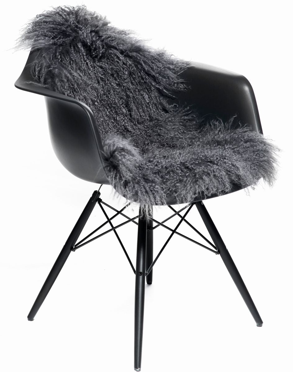 Curly Sheepskin | Mongolian | 135x50 cm Steel