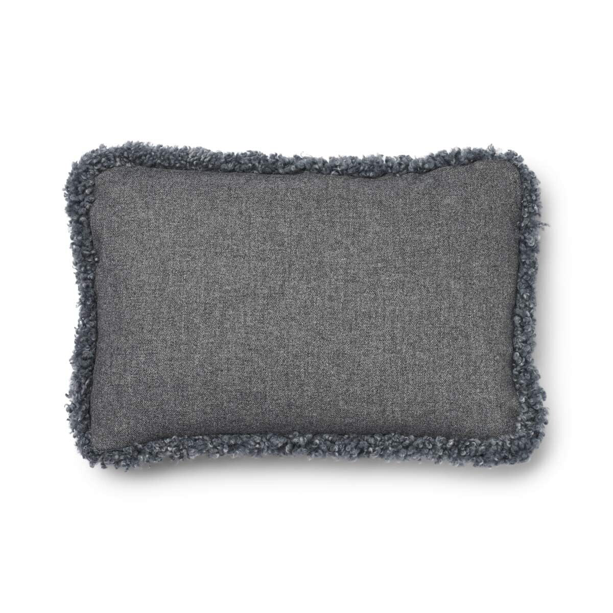 Wool Cushion | Short Wool Trim | 34x52 cm Stone/Light Grey