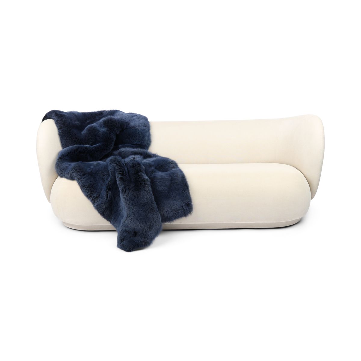 Premium Fox Throw | Cashmere Backing | Blue Indigo | 210x76 cm