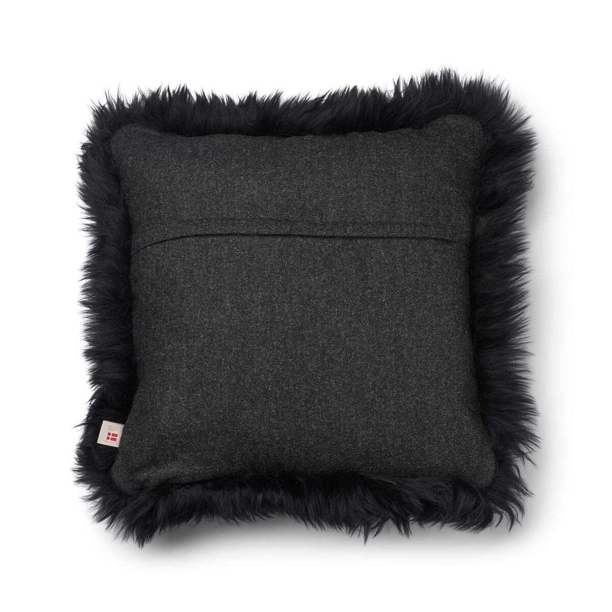 Wool Cushion | Long Wool Trim | 52x52 cm | 34x52 cm Charcoal/Black