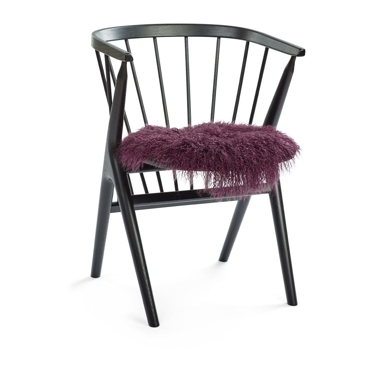 Tibetan Sheepskin Seat Cover | Ø38cm Aubergine
