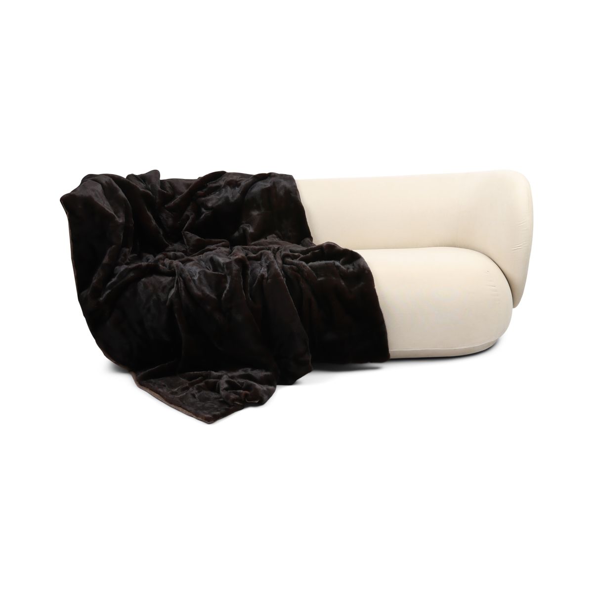 Mink Throw | Cashmere Backing | Natural Dark Brown | 190x210 cm