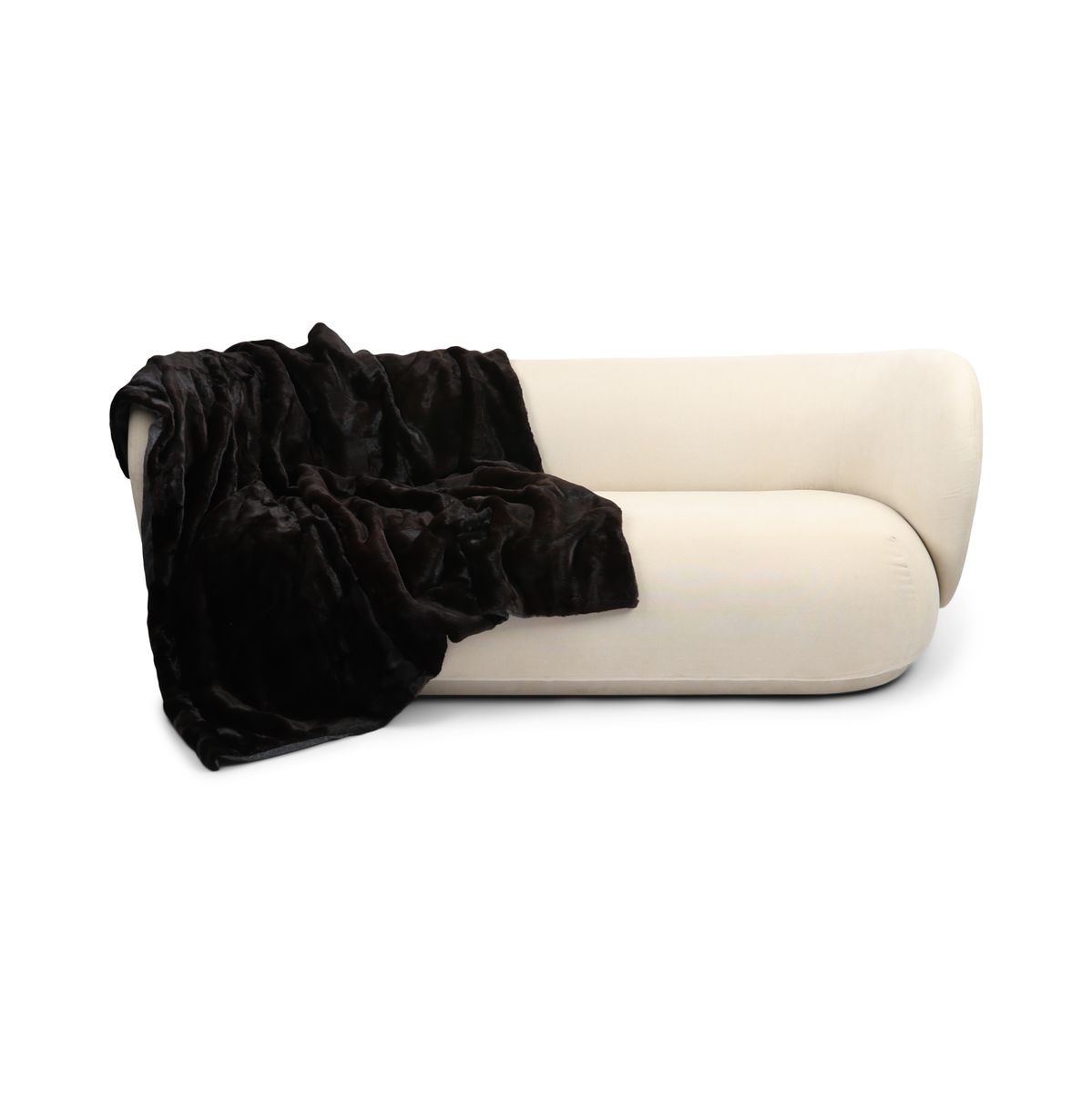 Mink Throw | Cashmere Backing | Natural Dark Brown | 150x160 cm