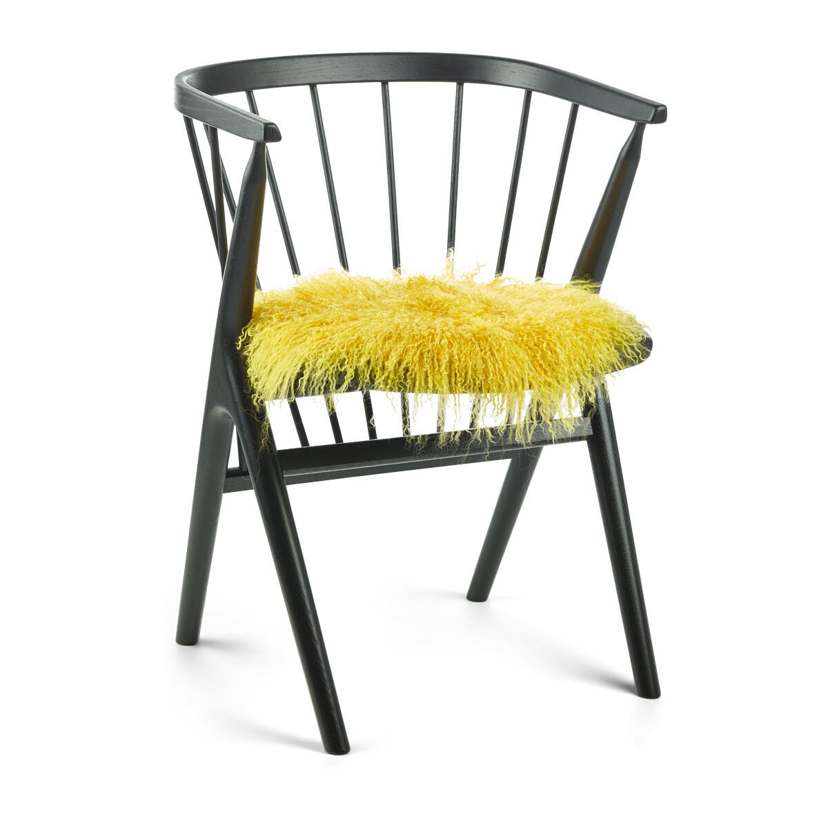 Tibetan Sheepskin Seat Cover | Ø38cm Lemon