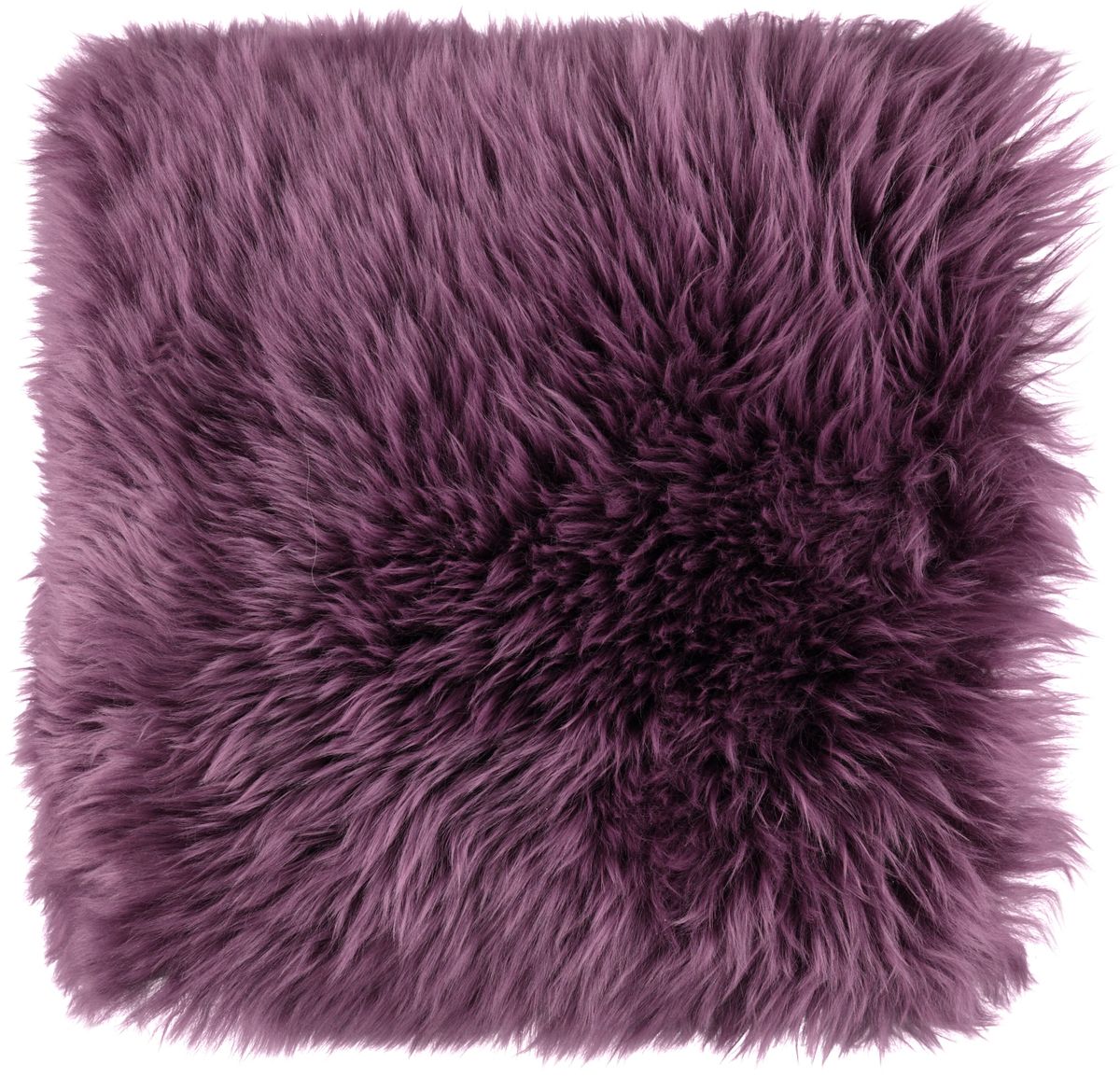 Long Wool Sheepskin Cushion | 35x35 cm Aubergine