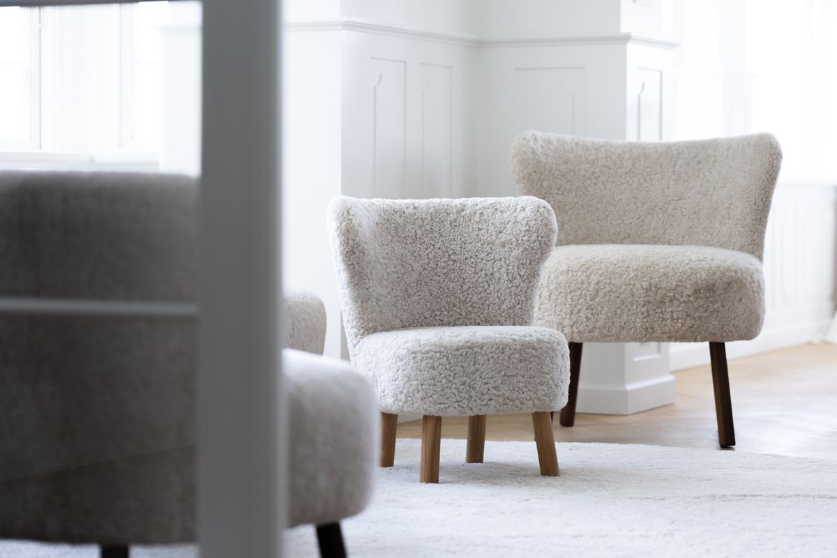 Short Wool Curly Sheepskin Design Rug | Ø180 cm Ivory