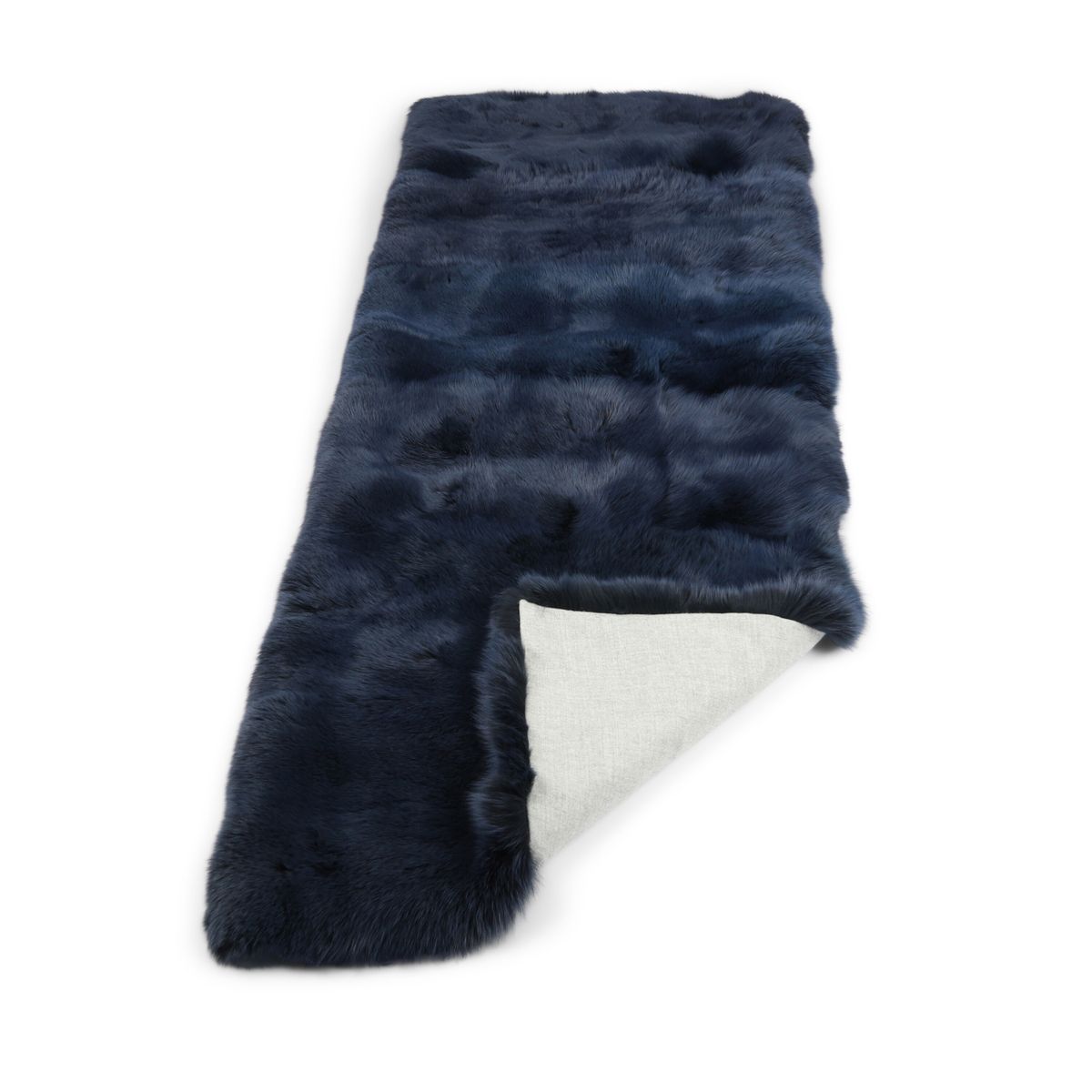Premium Fox Throw | Cashmere Backing | Blue Indigo | 210x76 cm