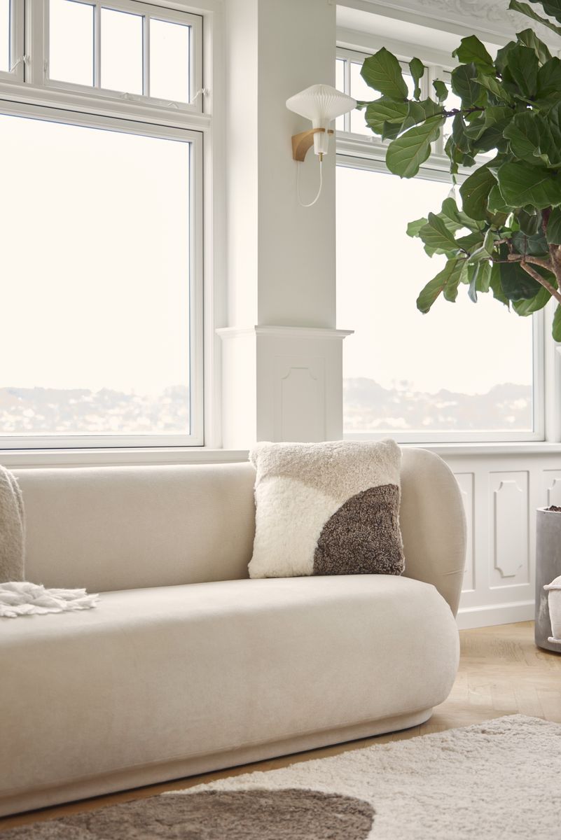 Short Wool Sheepskin Cushion | Doublesided | 46x46 cm Anthracite/Pearl/Graphite