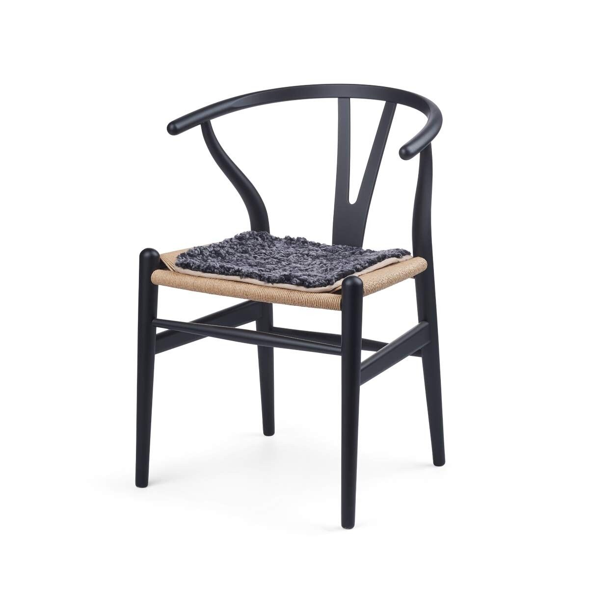 Short Wool Sheepskin Seat Cover Zero Waste Anthracite