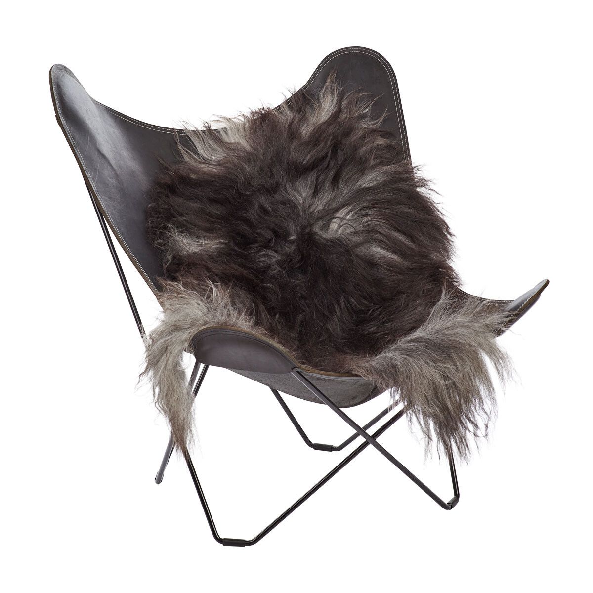 Icelandic Sheepskin | Long Wool | 100-120 cm Natural Grey Dark