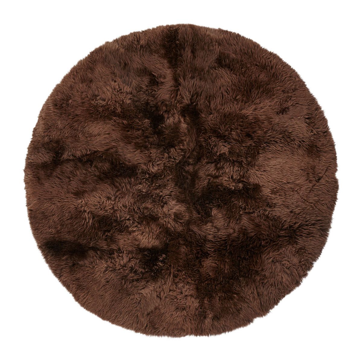 Long Wool Sheepskin Design Rug | Ø180cm | Ø250cm Chocolate
