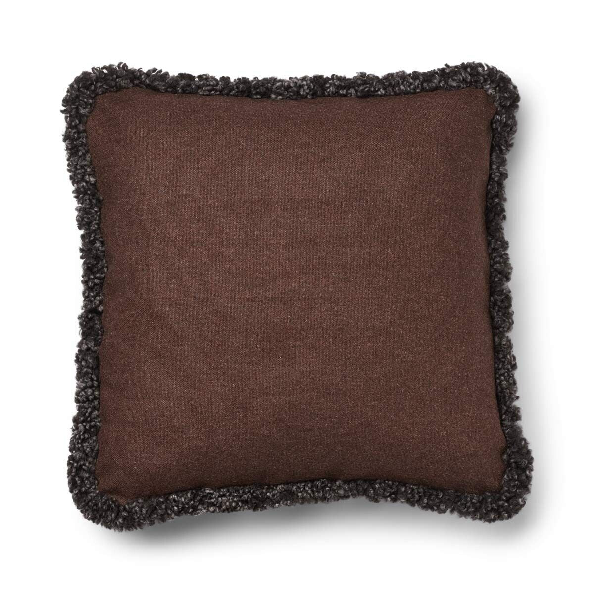 Wool Cushion | Short Wool Trim | 52x52 cm Brown/Cappuccino