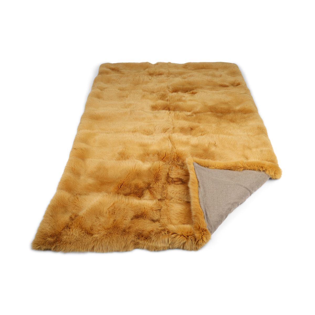 Premium Fox Throw | Cashmere Backing | Mustard | 240x170 cm