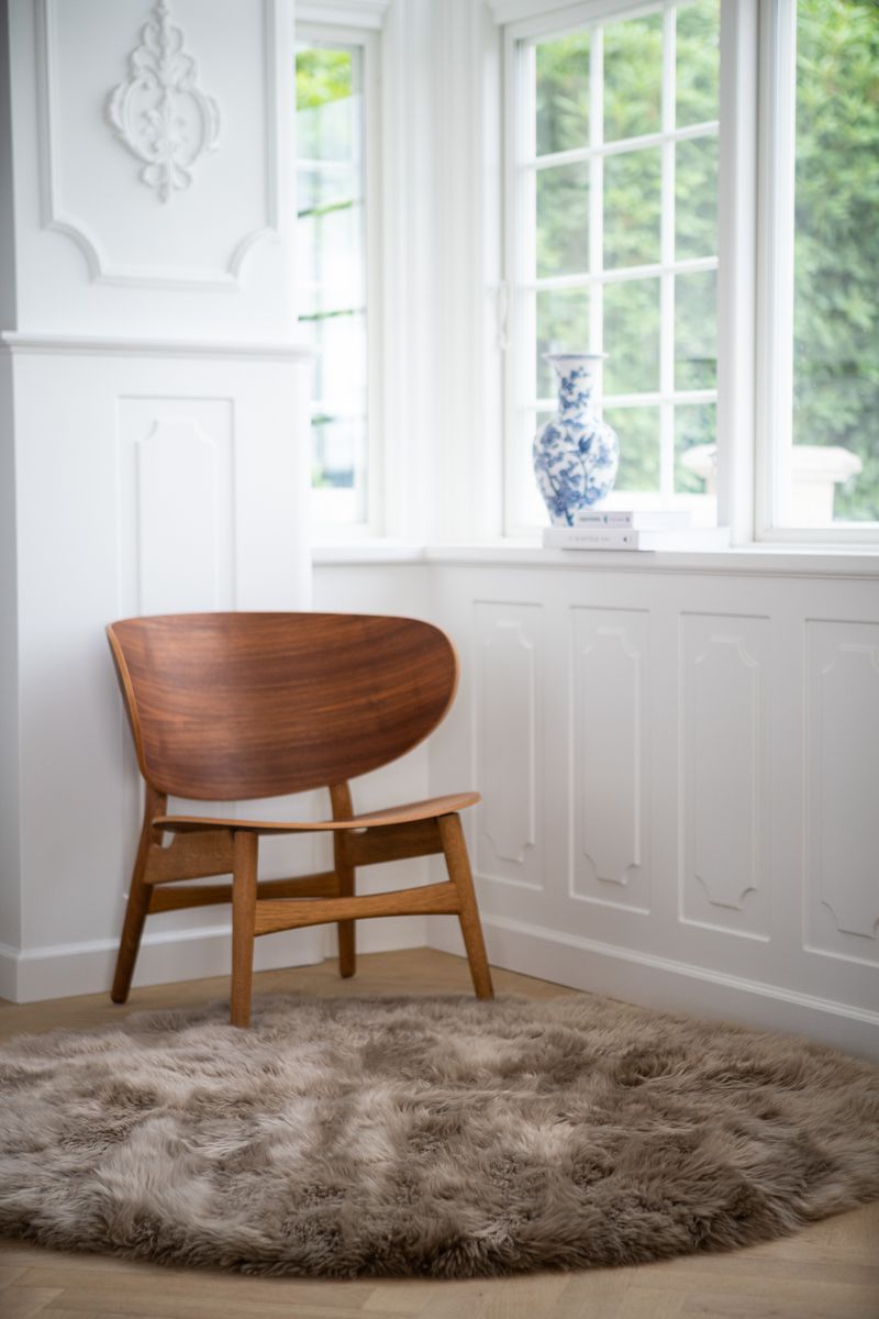 Long Wool Sheepskin Design Rug | Ø180cm | Ø250cm Taupe