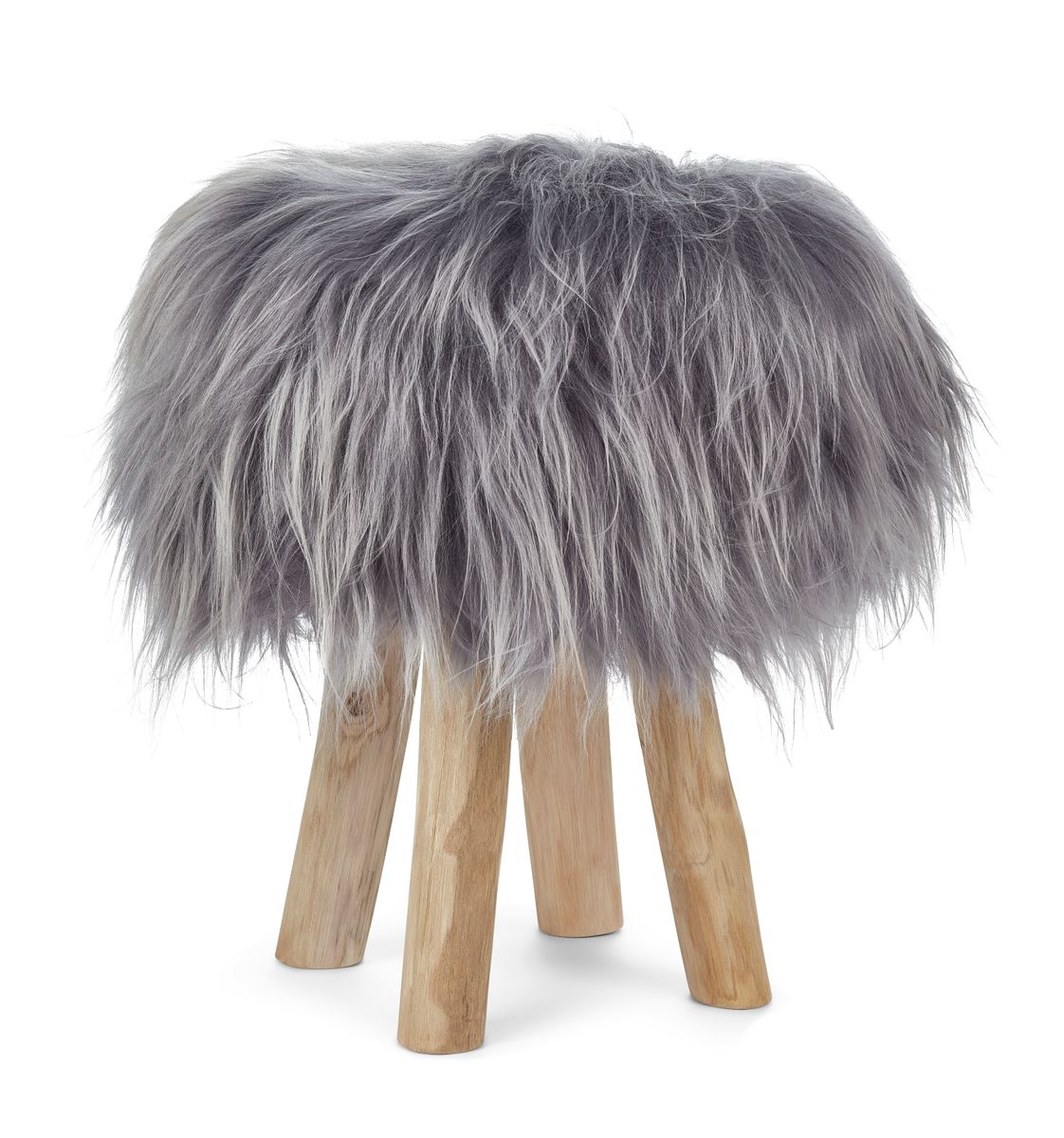 Long-Wool Stool Cover | Icelandic Sheepskin Grey Brisa
