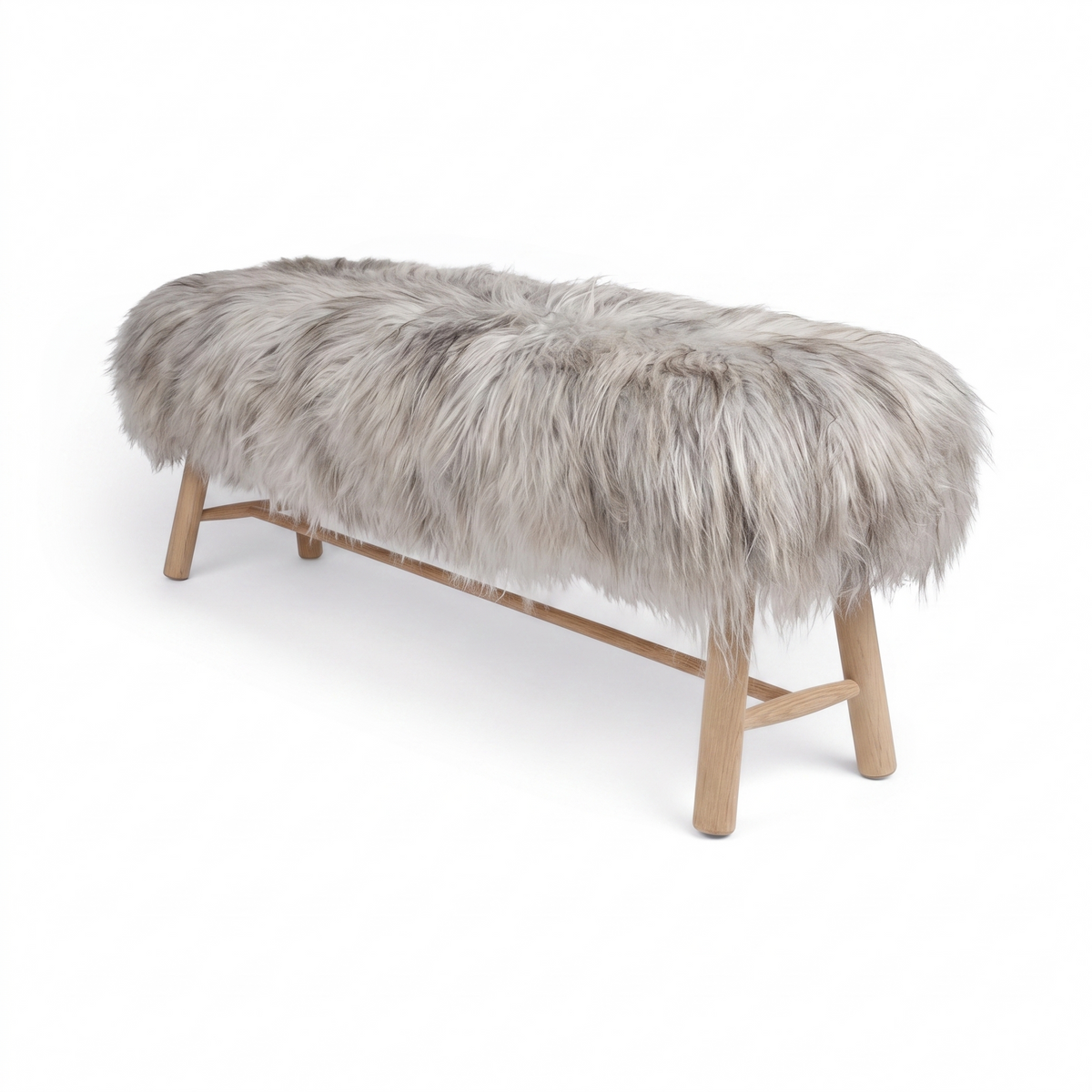 Theo Bench | Icelandic Sheepskin | Oak Legs Natural Grey