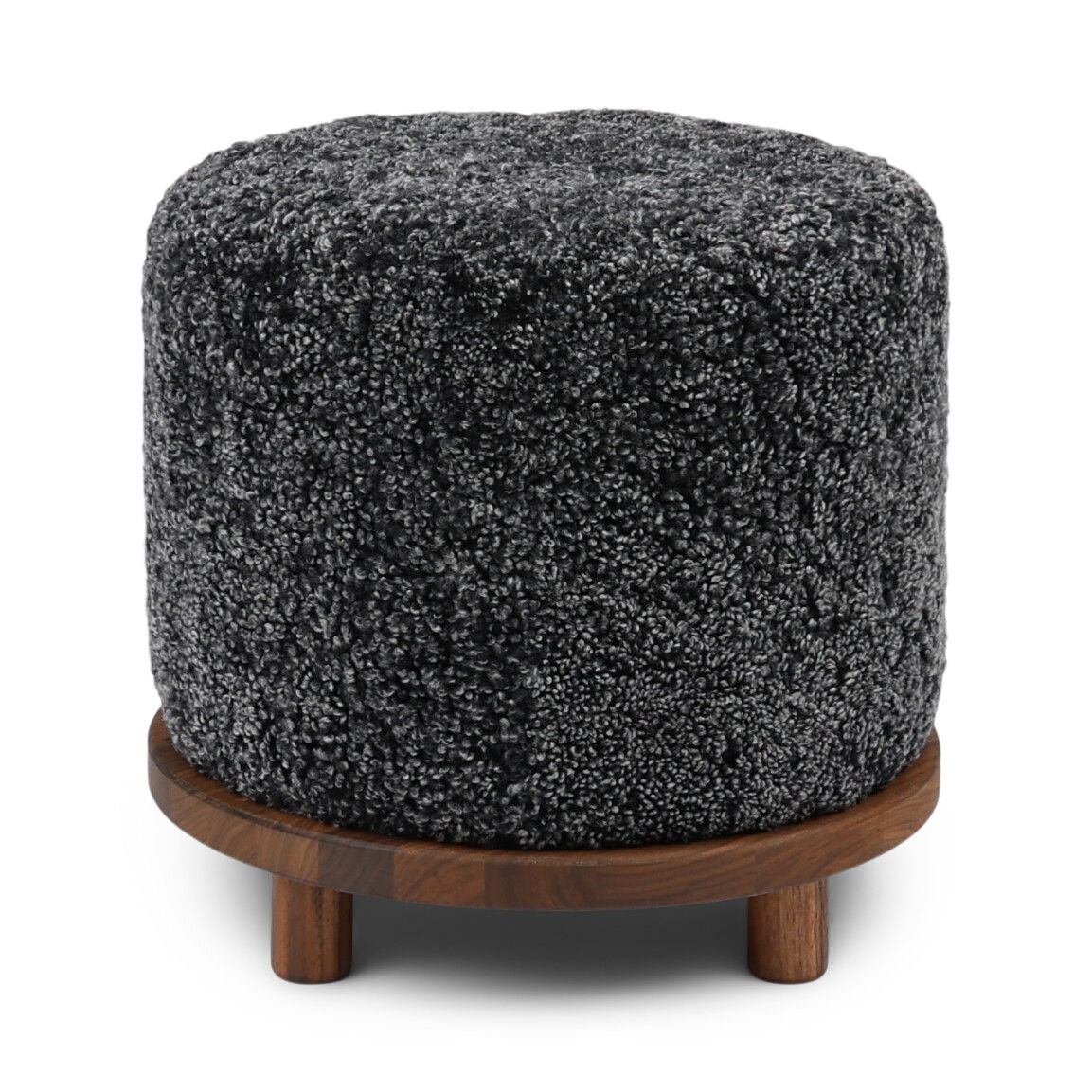 Simon Stool | Short Wool | D46xH42 cm Anthracite