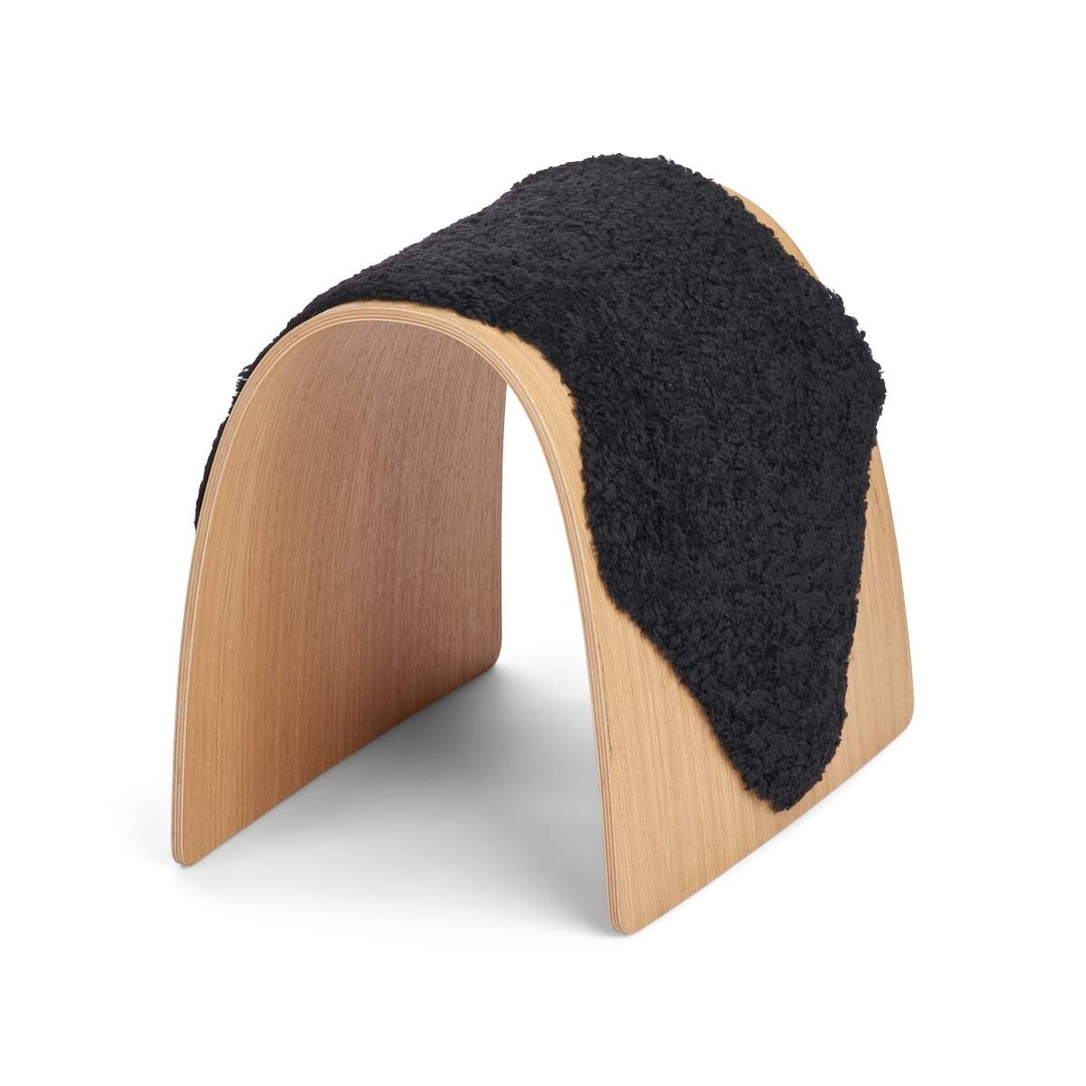Sheep Stool Cover | Short Wool Black