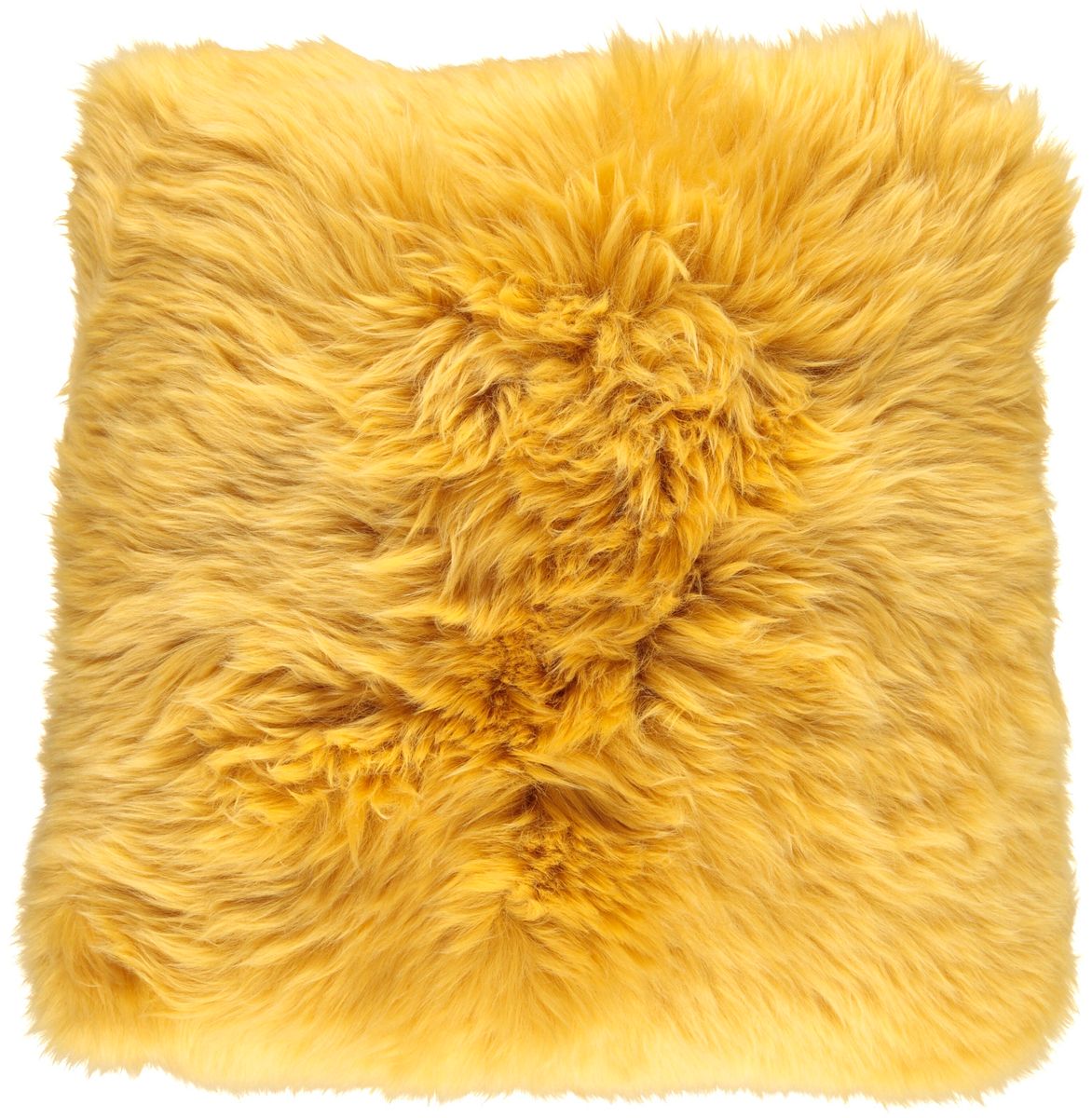 Long Wool Sheepskin Cushion | 50x50 cm Imperial Yellow