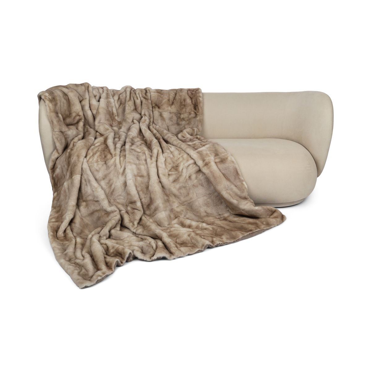 Mink Throw | Cashmere Backing | Pearl Cross | 180x200 cm