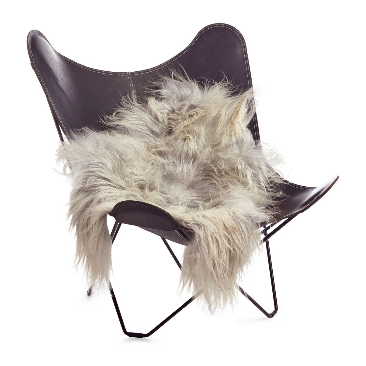 Icelandic Sheepskin | Long Wool | 100-120 cm Natural Grey Light