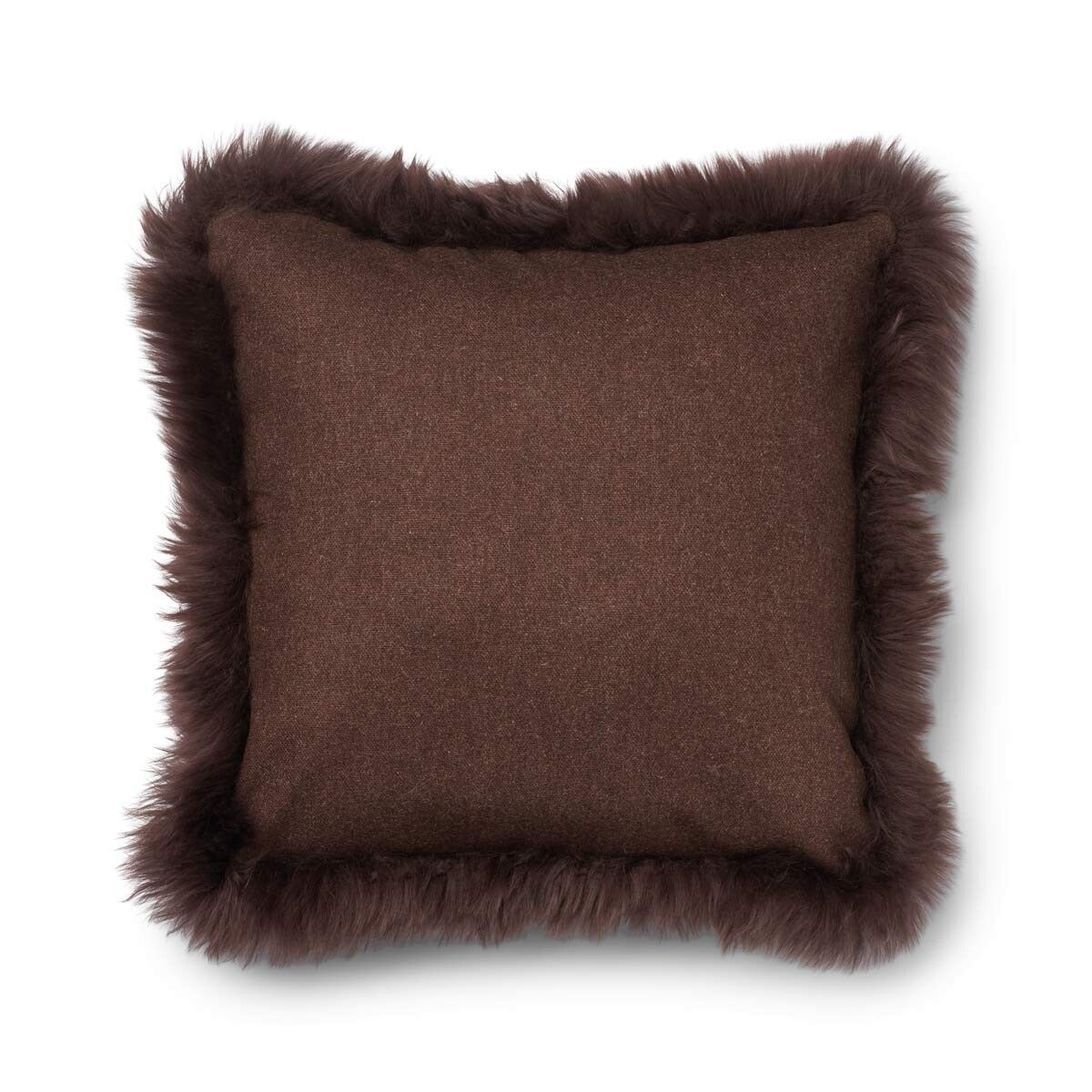 Wool Cushion | LW trim | 52x52 cm Brown/Chocolate