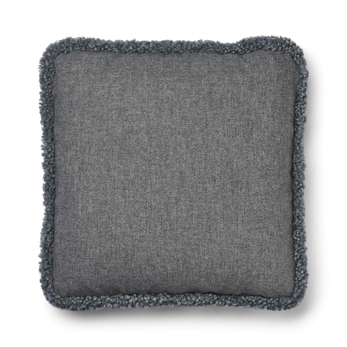 Wool Cushion | Short Wool Trim | 52x52 cm Stone/Light Grey