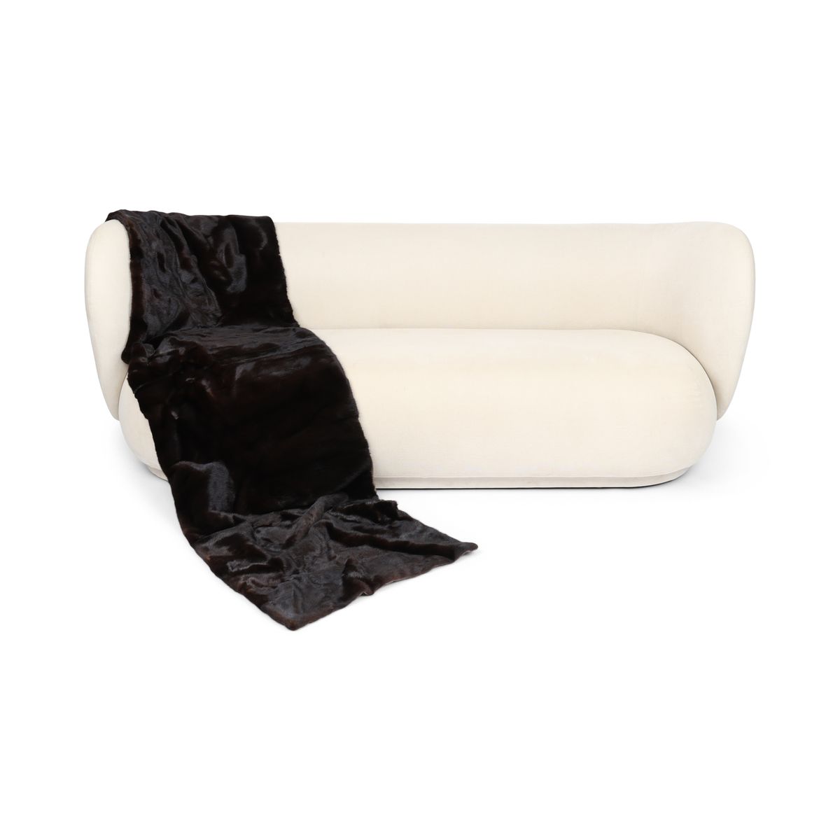 Mink Throw | Cashmere Backing | Dark Brown | 64x208 cm
