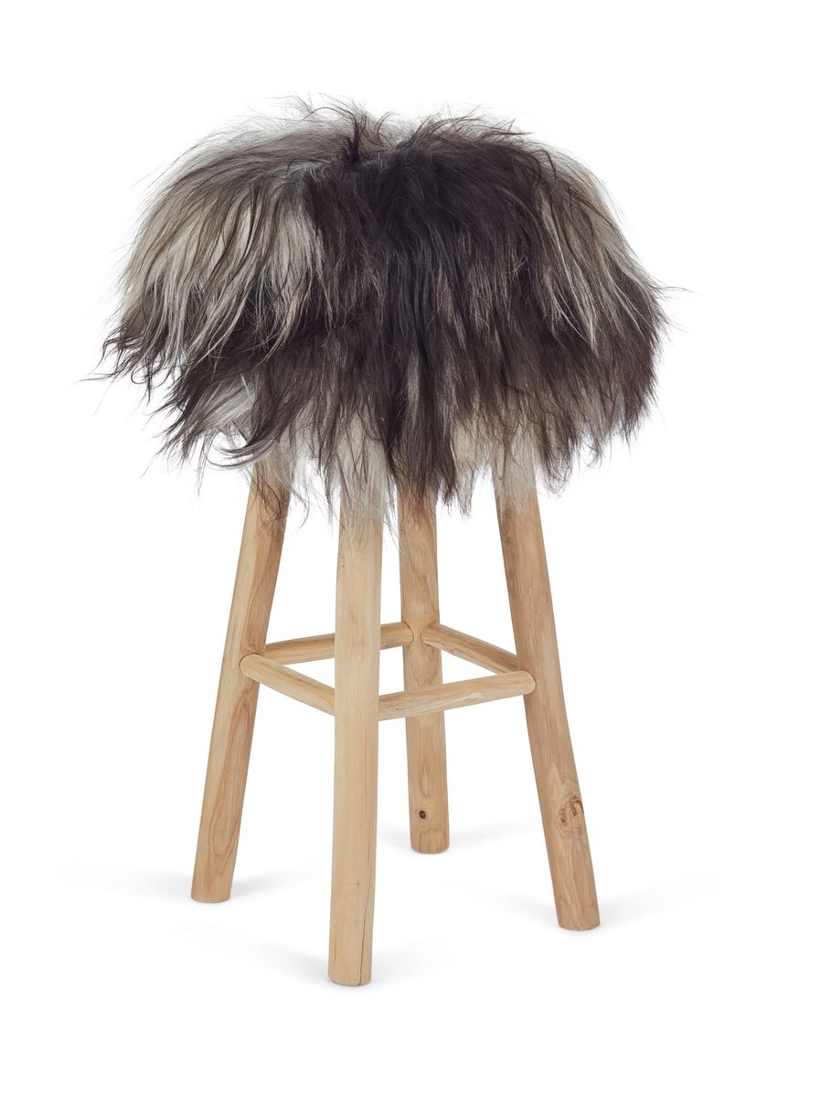 Long-Wool Stool Cover | Icelandic Sheepskin Natural Grey