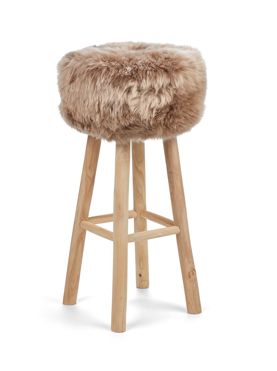 Sheepskin Stool Cover | Ø35xH17 cm Taupe
