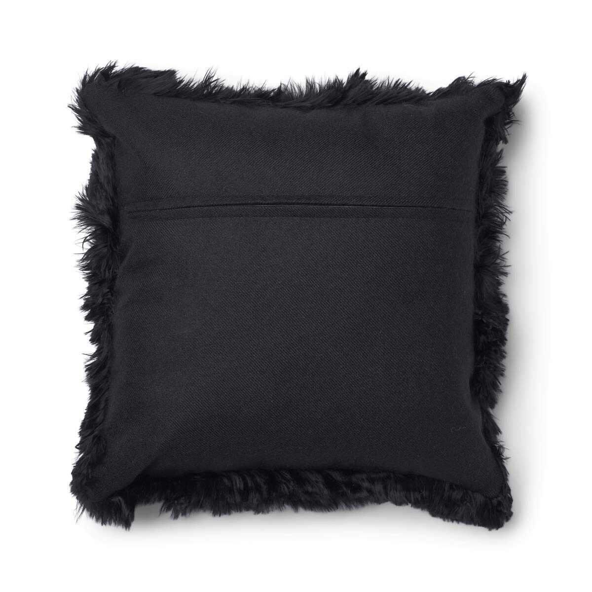 Alpaca Cushion | Long Wool Black