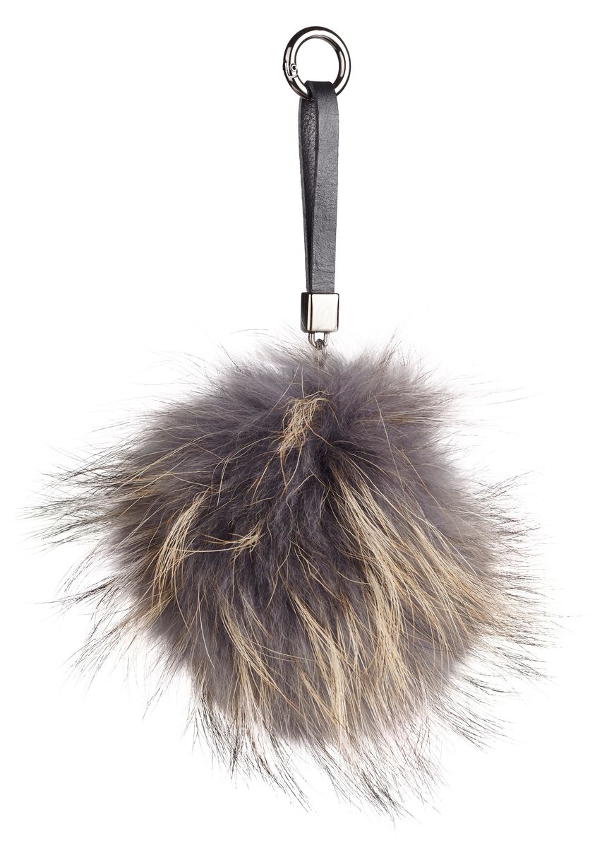 Pom Pom Keyring Dark Grey