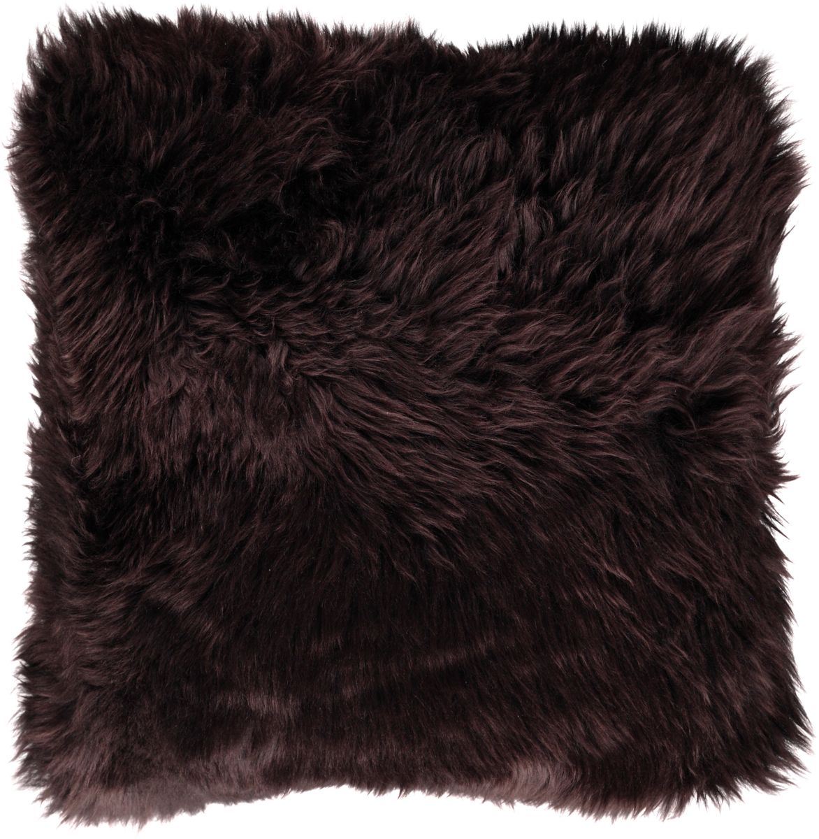 Long Wool Sheepskin Cushion | 50x50 cm Chocolate