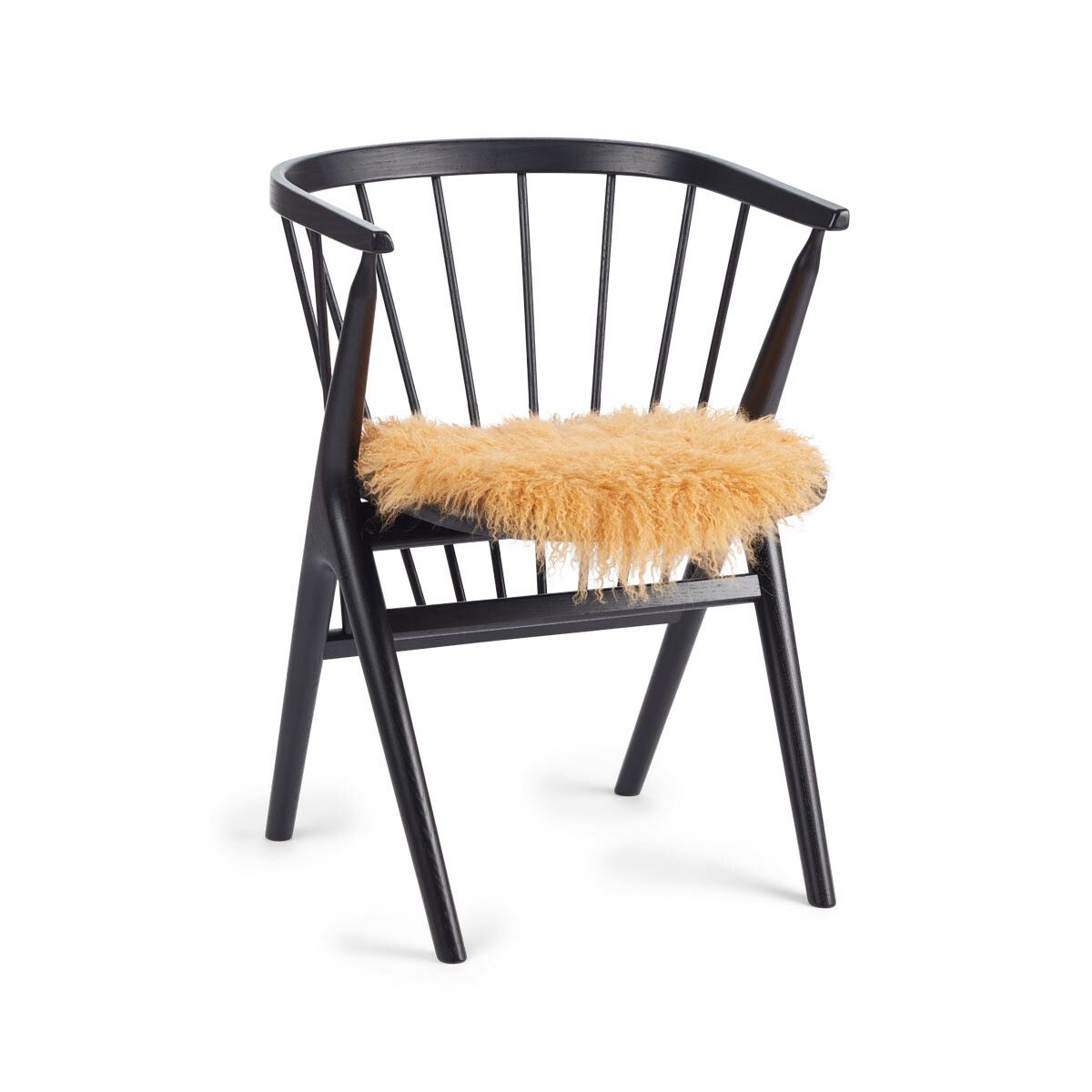 Tibetan Sheepskin Seat Cover | Ø38cm Imperial Yellow