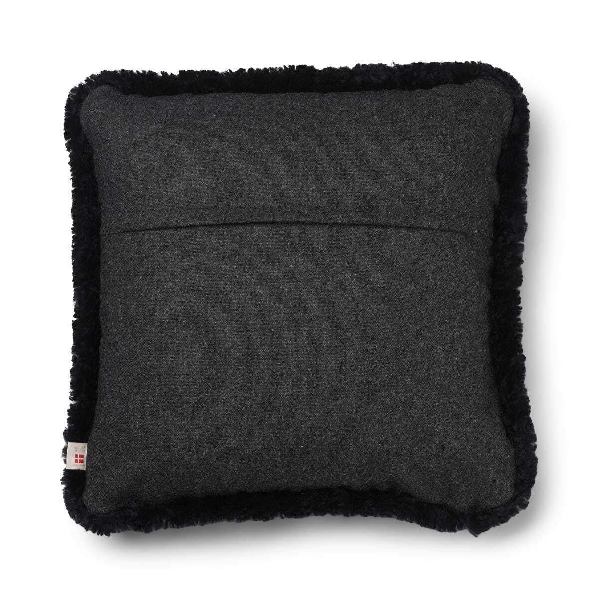 Wool Cushion | Short Wool Trim | 52x52 cm Charcoal/Black