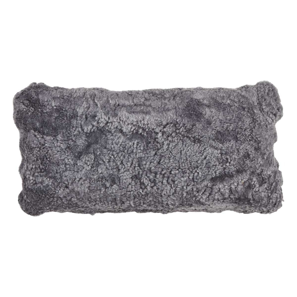 Short-Wool Sheepskin Cushion | Doublesided | 30x60 cm Light Grey