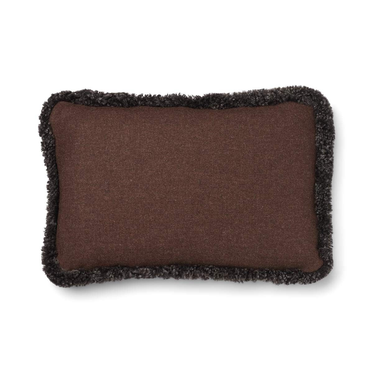 Wool Cushion | Short Wool Trim | 34x52 cm Brown/Cappuccino