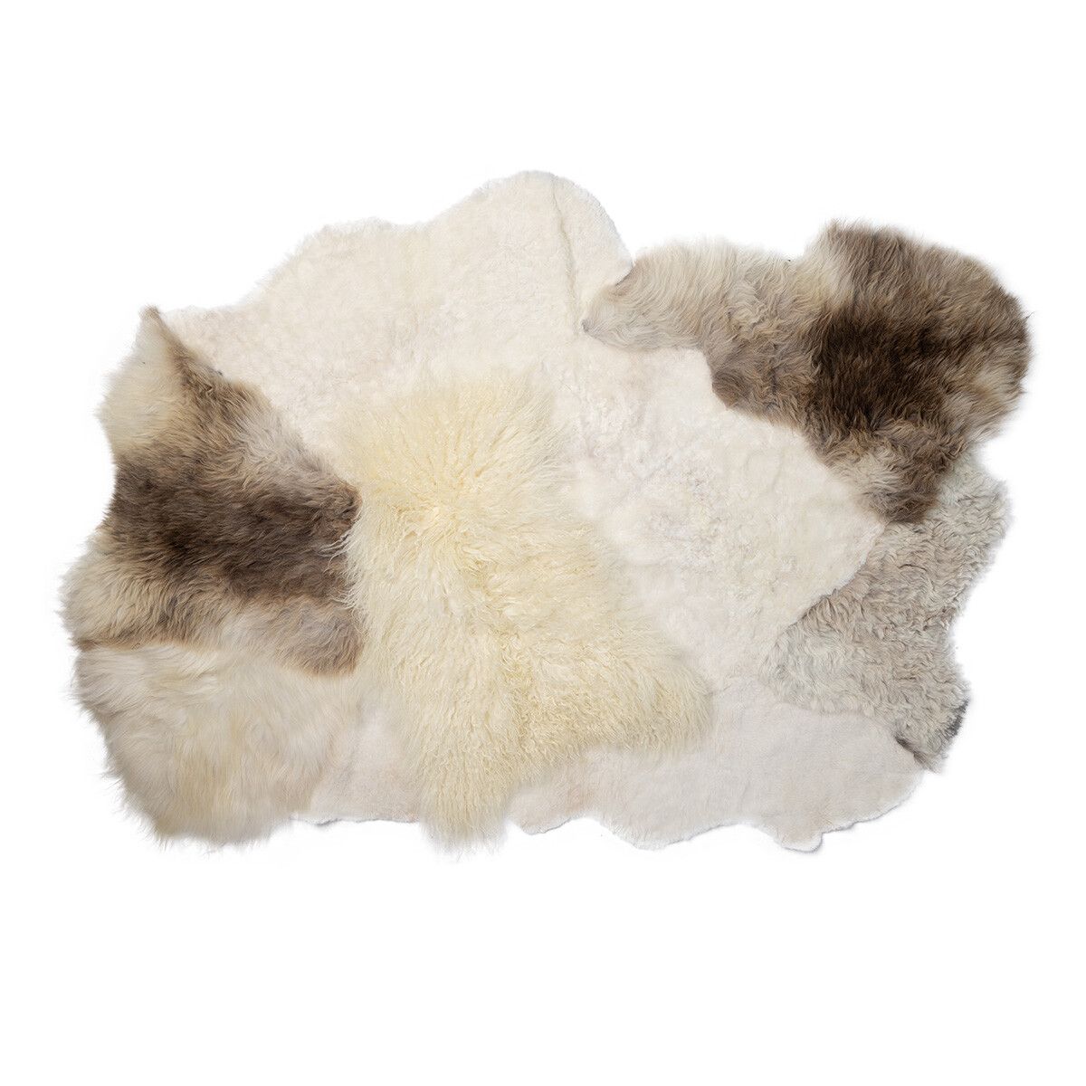 Long Wool / Short Wool Sheepskin Design Rug Natural Beige/Mix