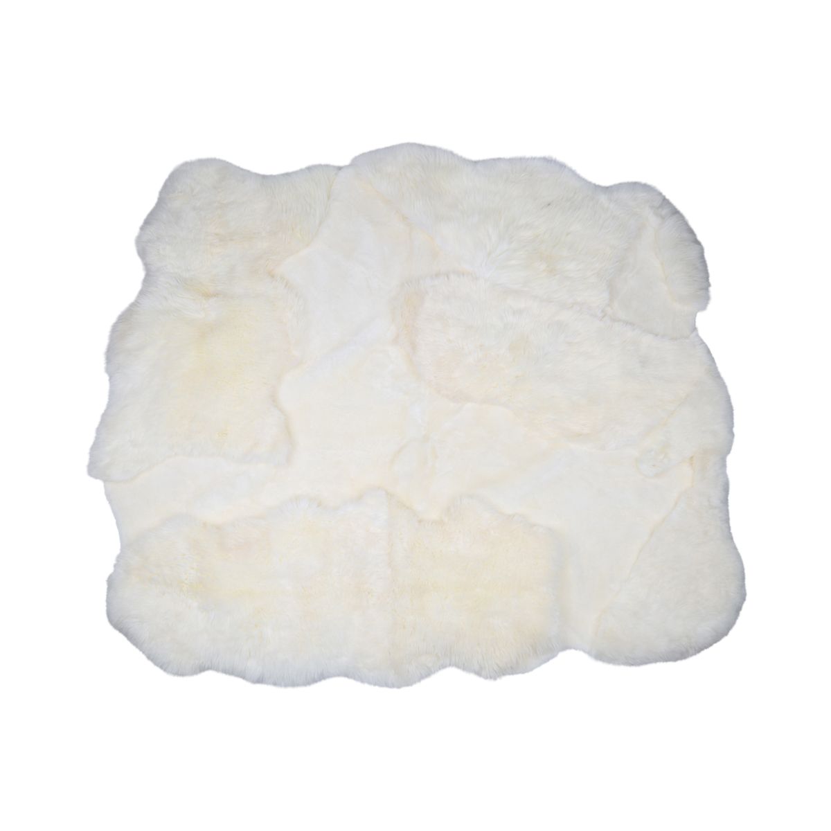 Multi Layered Design Rug of Premium New Zealand Sheepskin, Long Wool /Short Wool