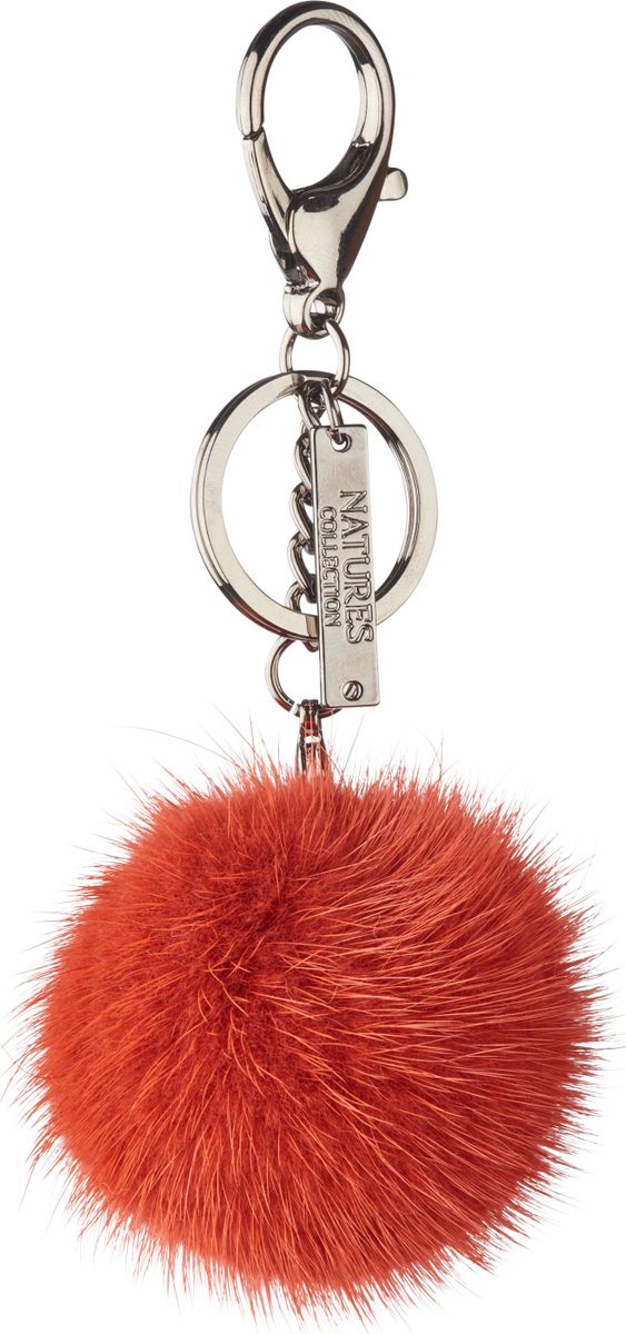 Pom Pom Keyring Orange Red