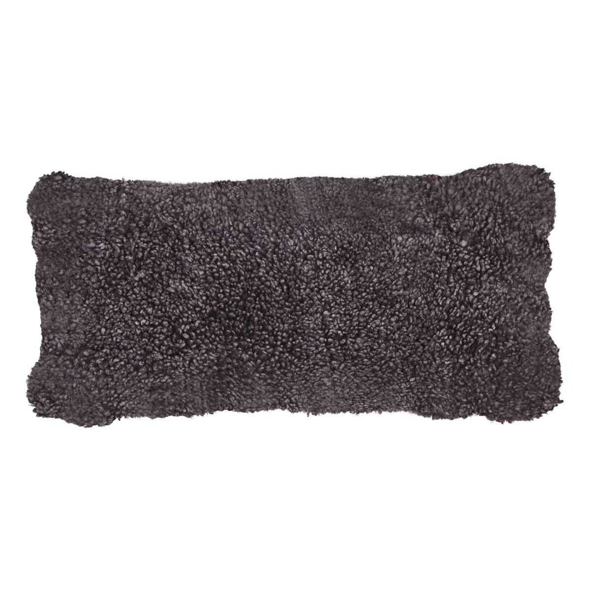 Short Wool Sheepskin Cushion | Doublesided | 30x60 cm Anthracite