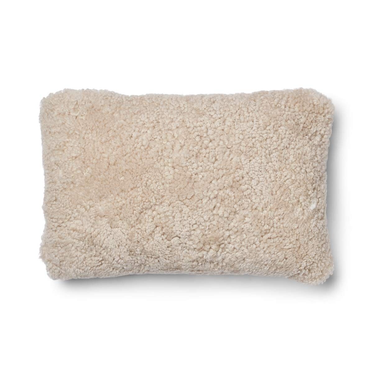 Short Wool Sheepskin Cushion | Two-sided |52x52 cm | 34x52 cm Beige/Pearl