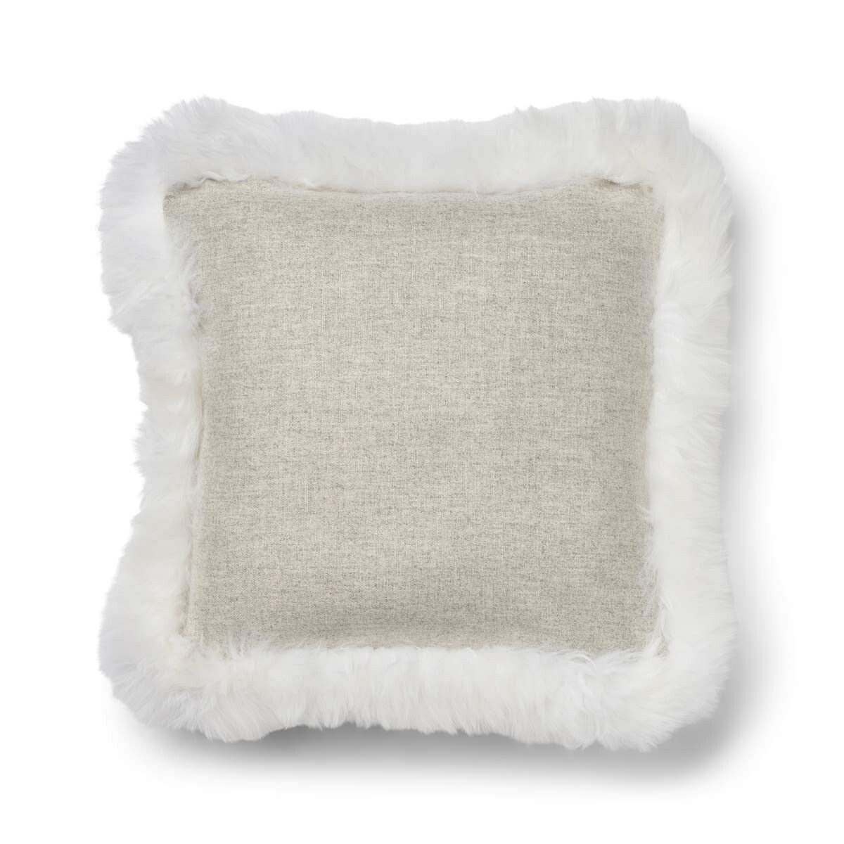 Wool Cushion | Long Wool Trim | 52x52 cm | 34x52 cm Silver/Ivory