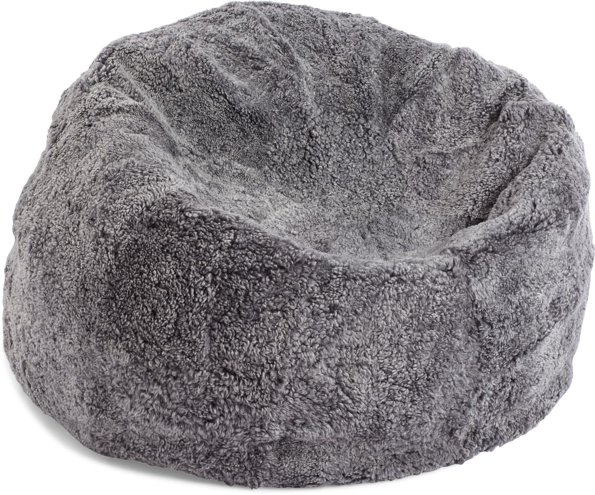 Round Sheepskin Bean Bag | Short Wool | Medium | Large Light Grey