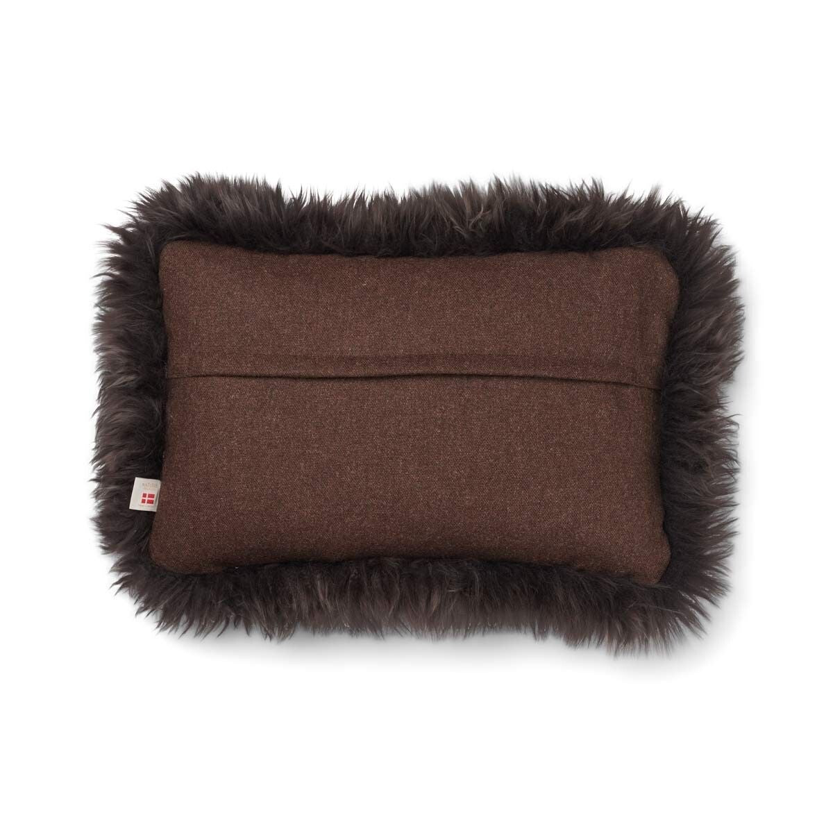 Wool Cushion | Long Wool Trim | 52x52 cm | 34x52 cm Brown/Walnut