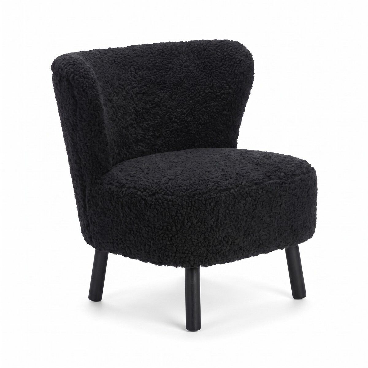 Emil Lounge Chair | Short Wool Black