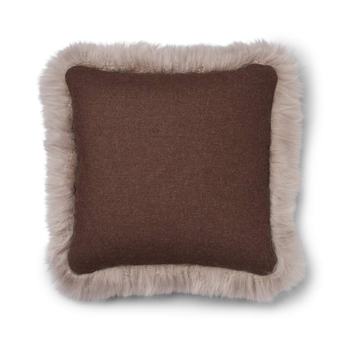 Wool Cushion | LW trim | 52x52 cm Brown/Dove