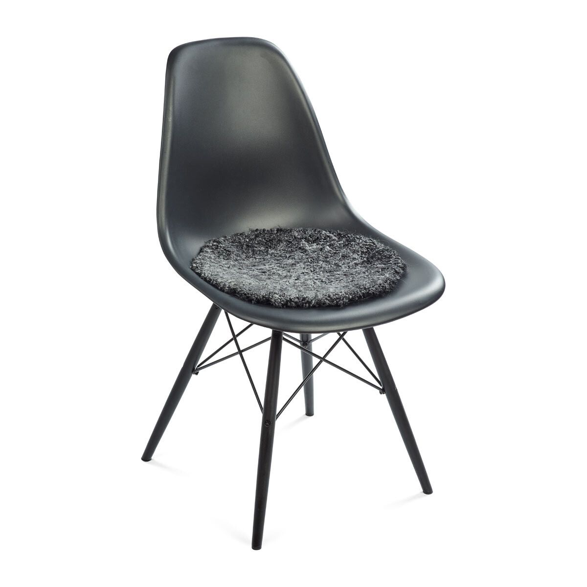 Premium Short Wool Curly Sheepskin Seat Cover | Ø38 cm Anthracite