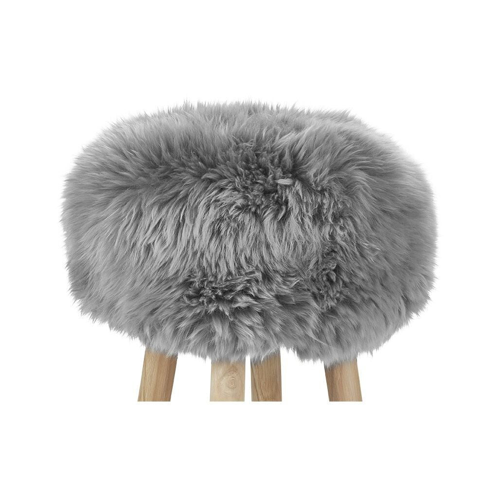 Sheepskin Stool Cover | Ø35xH17 cm Light Grey